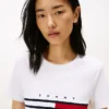 T-Shirt mit gesticktem Flaggenstreifen-Logo