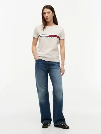 T-Shirt mit gesticktem Flaggenstreifen-Logo