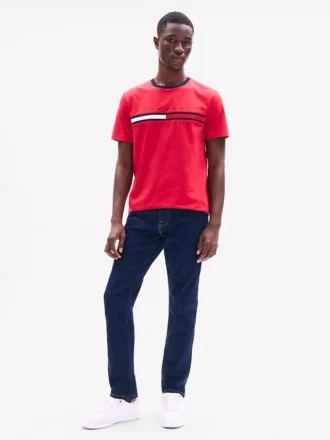 T-Shirt mit gesticktem Flaggenstreifen-Logo