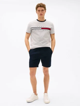 T-Shirt mit gesticktem Flaggenstreifen-Logo
