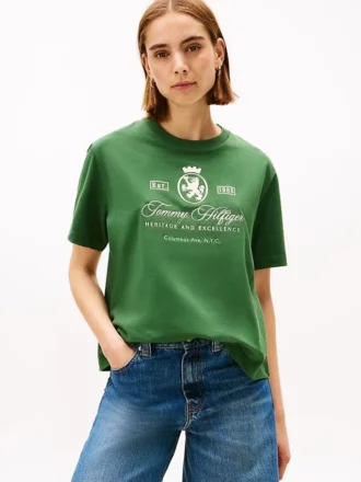 T-Shirt mit gesticktem Schriftzug- und Wappenlogo