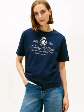 T-Shirt mit gesticktem Schriftzug- und Wappenlogo