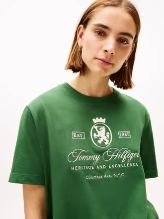 T-Shirt mit gesticktem Schriftzug- und Wappenlogo
