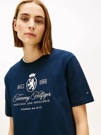 T-Shirt mit gesticktem Schriftzug- und Wappenlogo