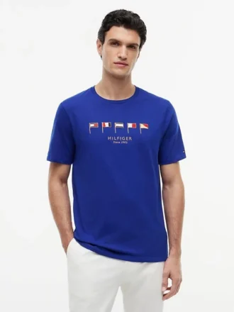 T-Shirt mit gestickter Marineflagge
