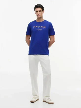 T-Shirt mit gestickter Marineflagge