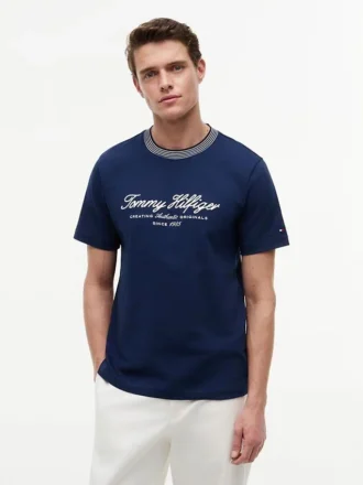 T-Shirt mit gestreiftem Logo im maritimen Stil
