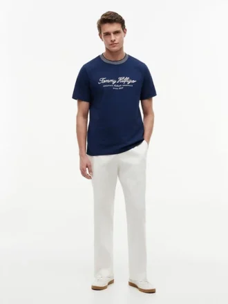 T-Shirt mit gestreiftem Logo im maritimen Stil