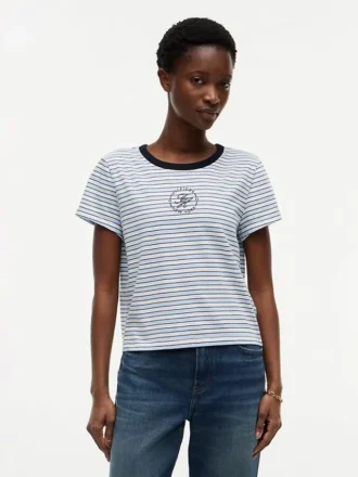 T-Shirt mit maritimem Schriftzug-Monogramm und Streifen