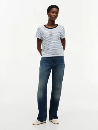 T-Shirt mit maritimem Schriftzug-Monogramm und Streifen