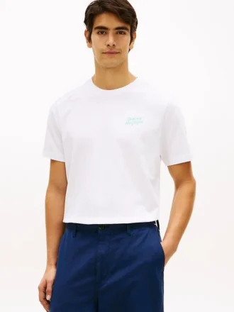 T-Shirt mit Palmen-Grafik auf der Rückseite