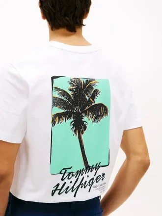 T-Shirt mit Palmen-Grafik auf der Rückseite