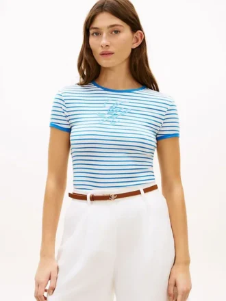 T-Shirt mit Schriftzug-Monogramm und Streifenmuster