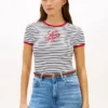 T-Shirt mit Schriftzug-Monogramm und Streifenmuster T-Shirt mit Schriftzug-Monogramm und Streifenmuster