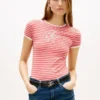 T-Shirt mit Schriftzug-Monogramm und Streifenmuster T-Shirt mit Schriftzug-Monogramm und Streifenmuster