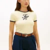 T-Shirt mit Schriftzug-Monogramm und Streifenmuster T-Shirt mit Schriftzug-Monogramm und Streifenmuster