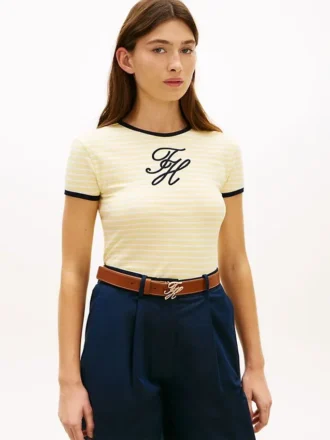 T-Shirt mit Schriftzug-Monogramm und Streifenmuster