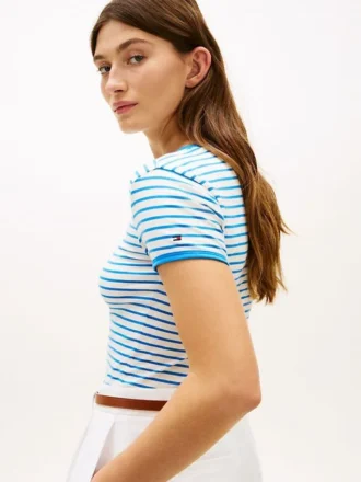 T-Shirt mit Schriftzug-Monogramm und Streifenmuster