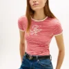 T-Shirt mit Schriftzug-Monogramm und Streifenmuster T-Shirt mit Schriftzug-Monogramm und Streifenmuster