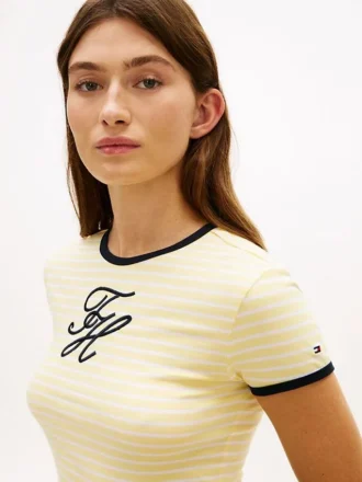 T-Shirt mit Schriftzug-Monogramm und Streifenmuster