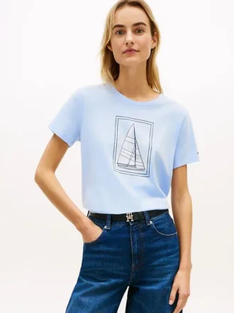 T-Shirt mit Segelboot-Motiv