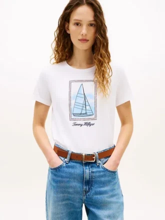 T-Shirt mit Segelboot-Motiv