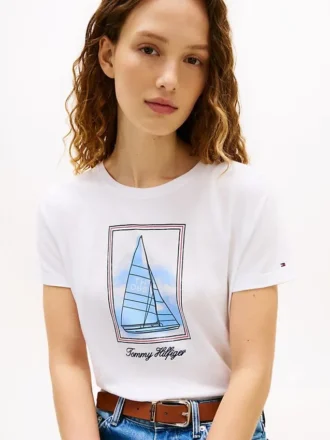 T-Shirt mit Segelboot-Motiv