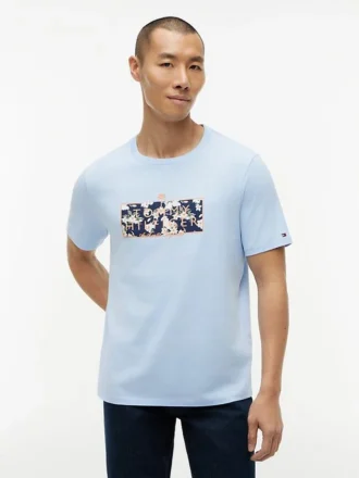 T-Shirt mit tropischem Blumenlogo