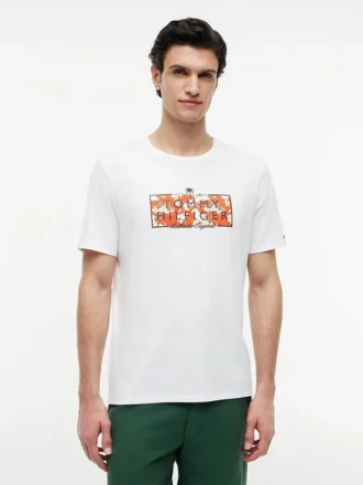 T-Shirt mit tropischem Blumenlogo