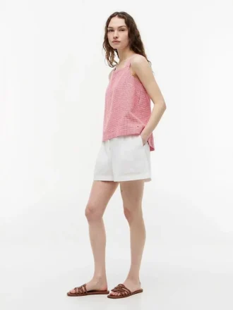 Tanktop aus Leinenmischung mit Gingham-Muster