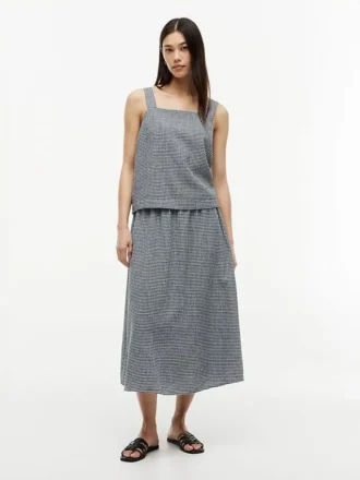 Tanktop aus Leinenmischung mit Gingham-Muster