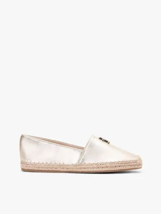 TH Monogram Metallic Leder-Espadrille