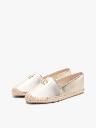TH Monogram Metallic Leder-Espadrille