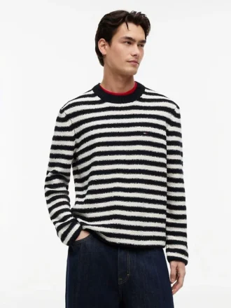 Tommy Jeans Gestreifter Bouclé-Pullover