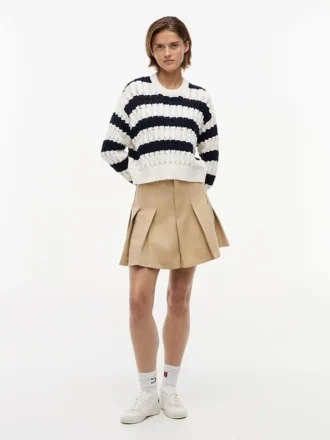 Tommy Jeans Gestreifter Zopfmusterpullover