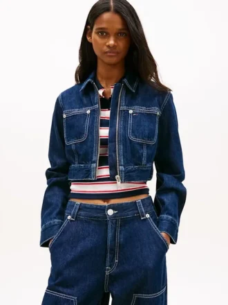 Tommy Jeans Kurze Jeansjacke mit Reißverschluss