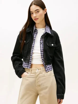 Tommy Jeans Kurze Jeansjacke mit Reißverschluss