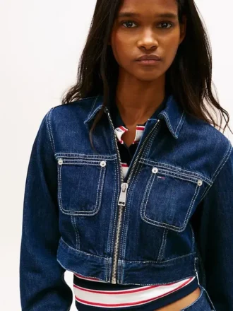Tommy Jeans Kurze Jeansjacke mit Reißverschluss