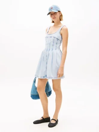 Tommy Jeans Plissiertes Jeans-Minikleid