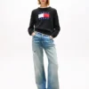 Tommy Jeans Pullover mit Flaggenlogo und Zierstreifen