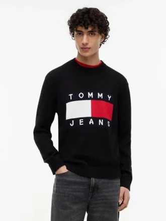 Tommy Jeans Pullover mit Rundhalsausschnitt und Flaggenlogo
