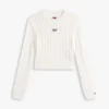 Tommy Jeans Pullover mit Schriftzug und Zopfmuster