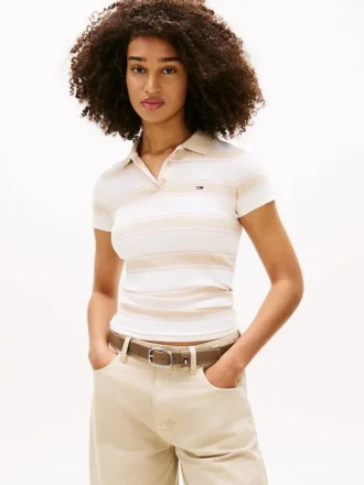 Tommy Jeans Slim Fit Polo aus Rippstrick