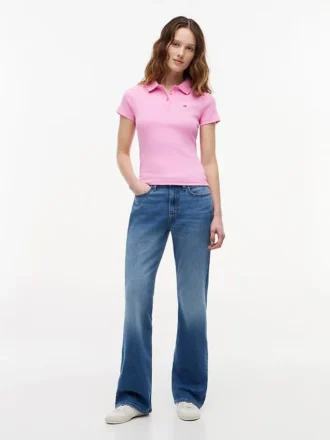 Tommy Jeans Slim Fit Polo aus Rippstrick