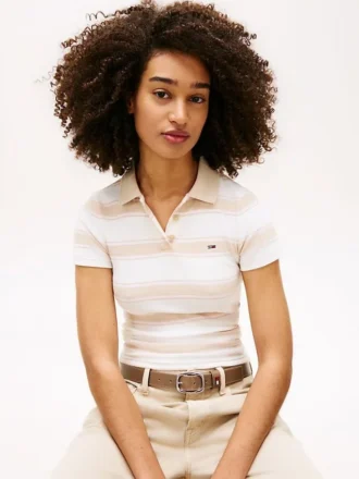 Tommy Jeans Slim Fit Polo aus Rippstrick