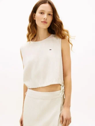 Tommy Jeans Top aus Leinenmischung mit seitlichen Bändern