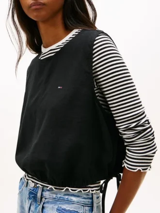 Tommy Jeans Top aus Leinenmischung mit seitlichen Bändern