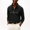 Tommy Logo Sweatshirt mit Viertelreißverschluss