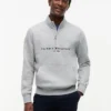 Tommy Logo Sweatshirt mit Viertelreißverschluss