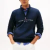 Tommy Logo Sweatshirt mit Viertelreißverschluss